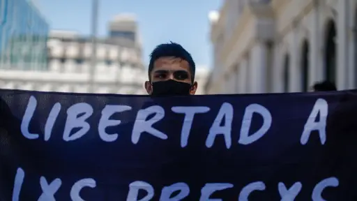 Manifestaciones por la libertad de los presos del estallido social. (Foto: Agencia Uno)., Agencia Uno