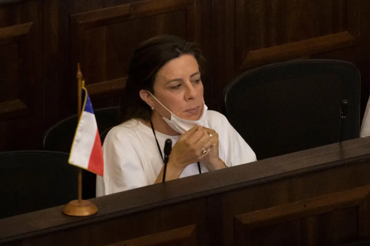 Teresa Marinovic fue sancionada tras no utilizar mascarilla durante las sesiones de la Convención. (FOTO: Agencia Uno),, Agencia Uno