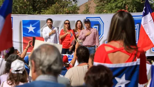 Pancho Malo lideró la manifestación a favor de la opción Rechazo, Agencia Uno