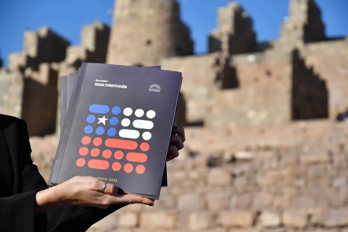 Curiosa polémica por el logo del borrador de la nueva Constitución. Foto: Agencia Uno., Agencia Uno