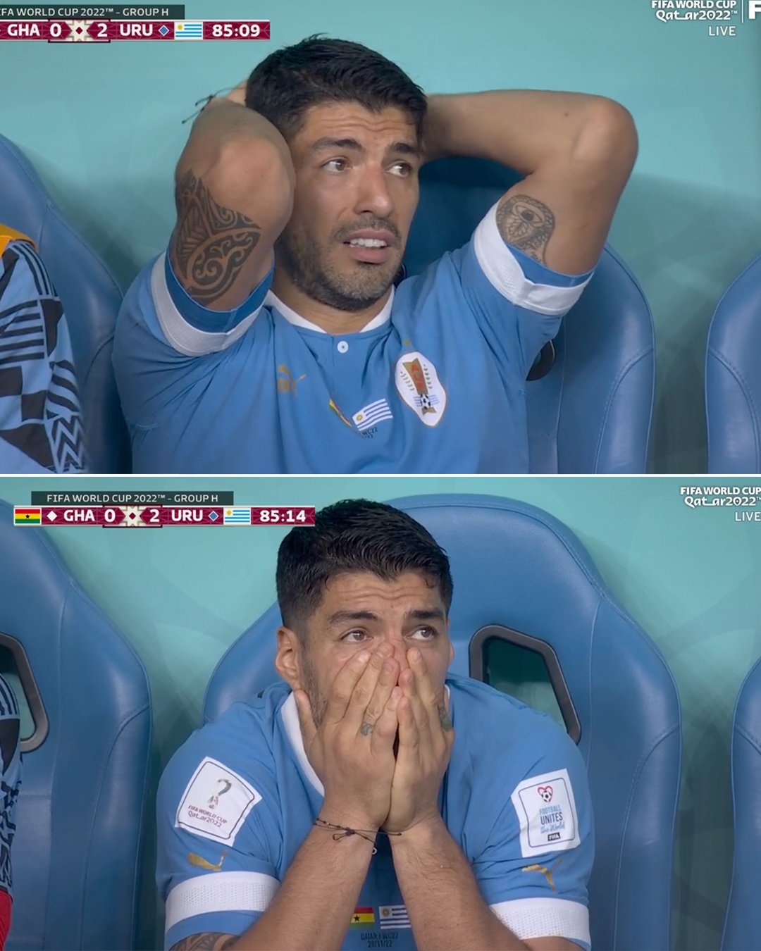 La imagen de Luis Suárez / La imagen de Luis Suárez ante la eliminación de Uruguay 