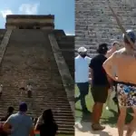 Turista recibio insultos y golpes por subir a piramide en Chichen Itzá, 