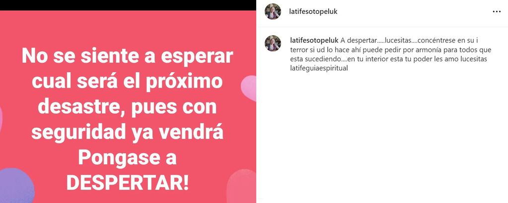 Latife Soto / La publicación de Latife Soto en Instagram