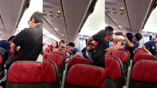 Cuatro sujetos protagonizaron una violenta pelea en un avión en Antofagasta