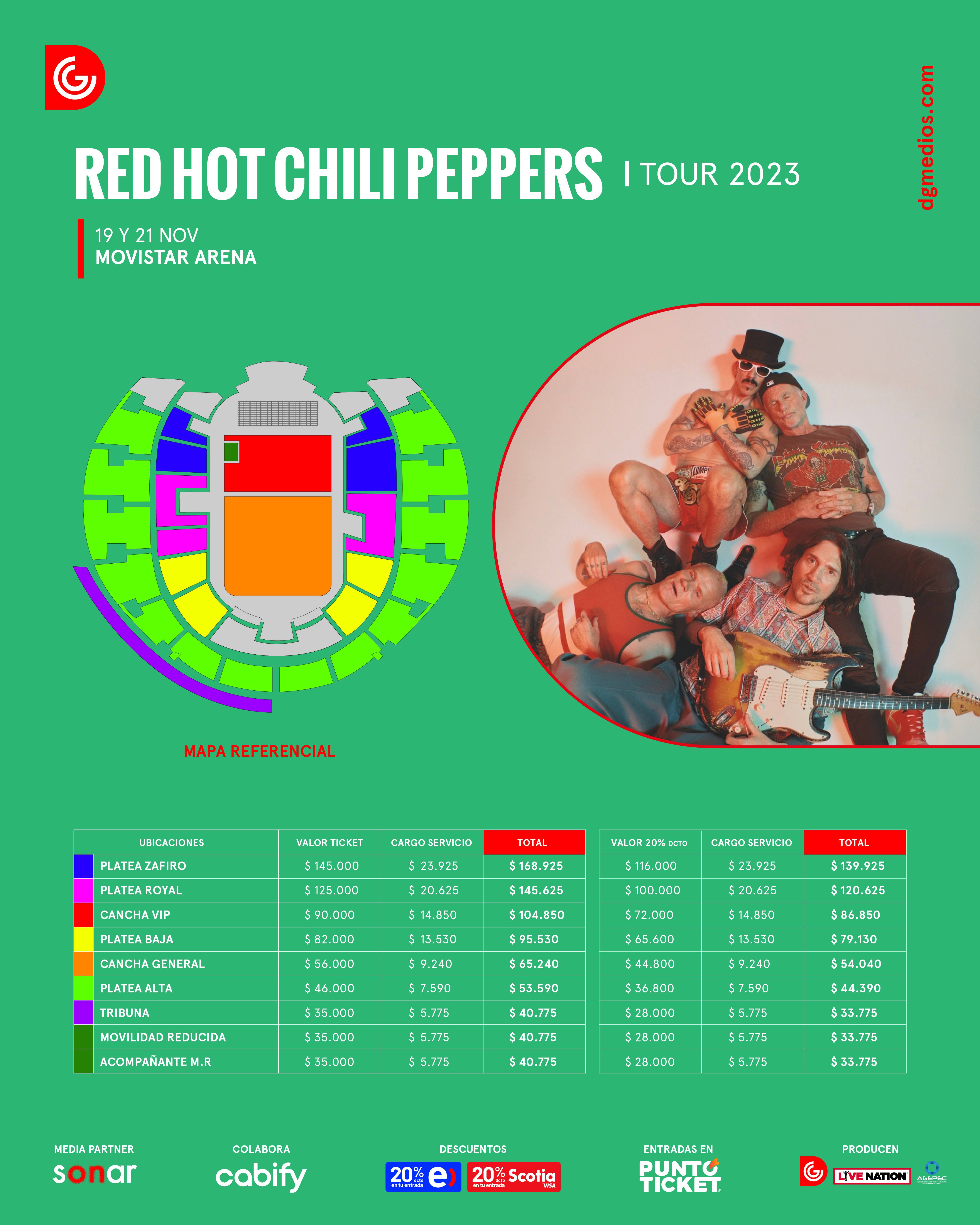  / Estos son los precios de las entradas para los Red Hot Chili Peppers en Chile
