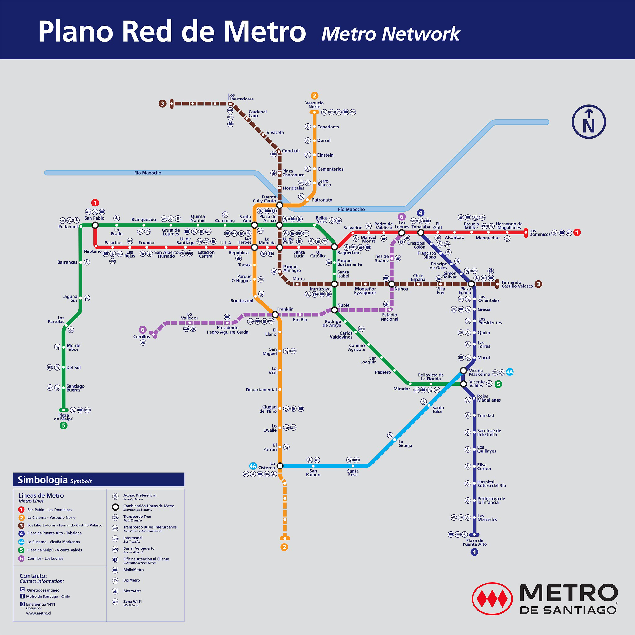 Mapa Metro de Santiago / Este es el plano con el mapa del Metro de Santiago