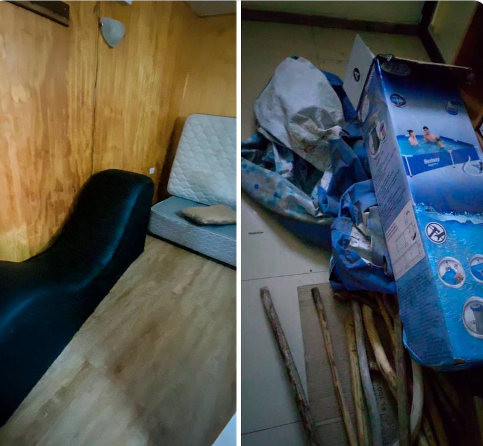  En el allanamiento se halló una piscina estructural para los hijos de los reos.
