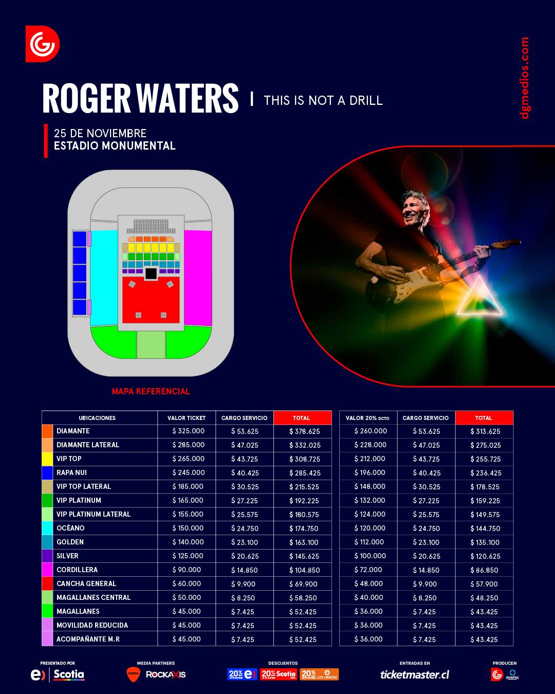 Roger Waters / Estos son los precios para Roger Waters en Chile 