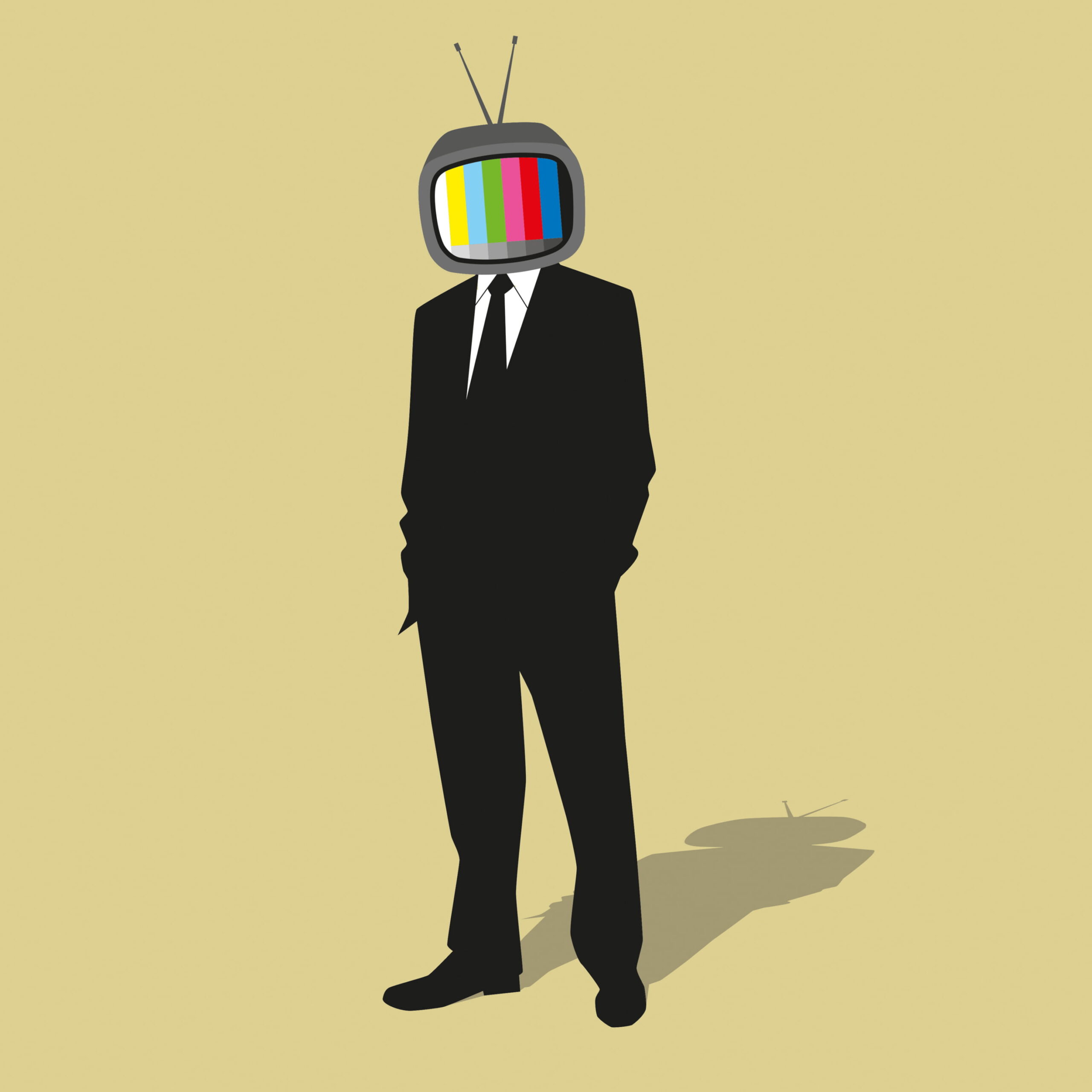 ilustracion de un hombre con cabeza de televisor / 