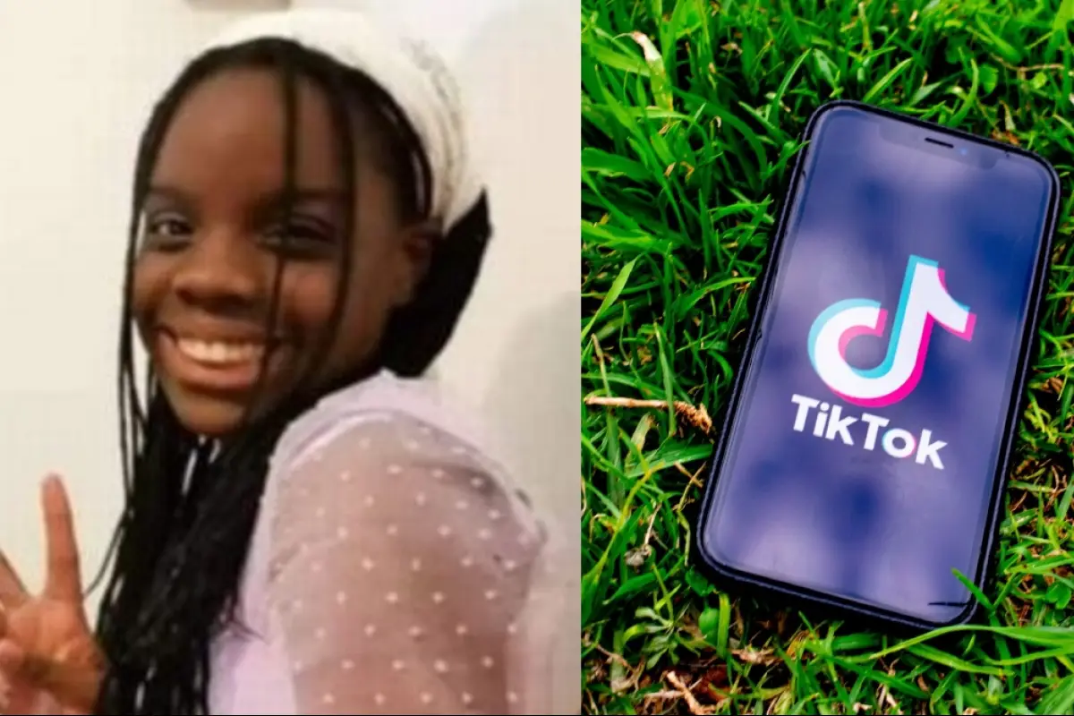 una foto de Christy Sibali y un teléfono con el logo de tiktok