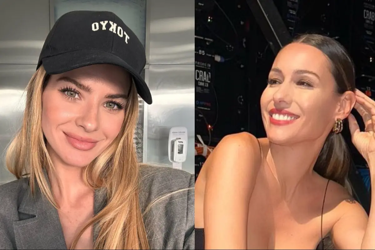 en foto dividida a la izquierda el rostro de la china suárez y a la derecha el de pampita