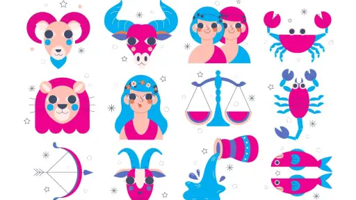 Signo del zodiaco, iconos de los 12 signos del zodiaco con los colores del diario la hora de chile
