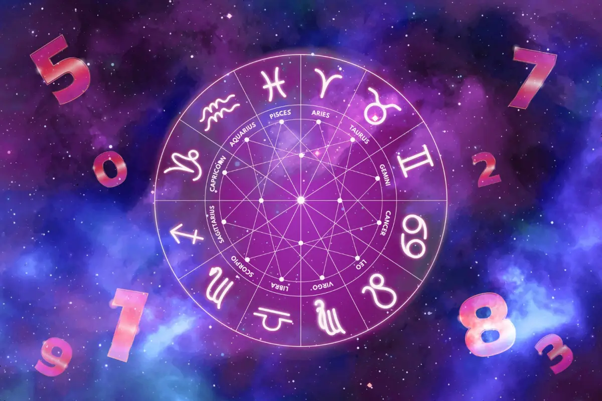 Una representación de signos del zodiaco rodeada por números astrológicos