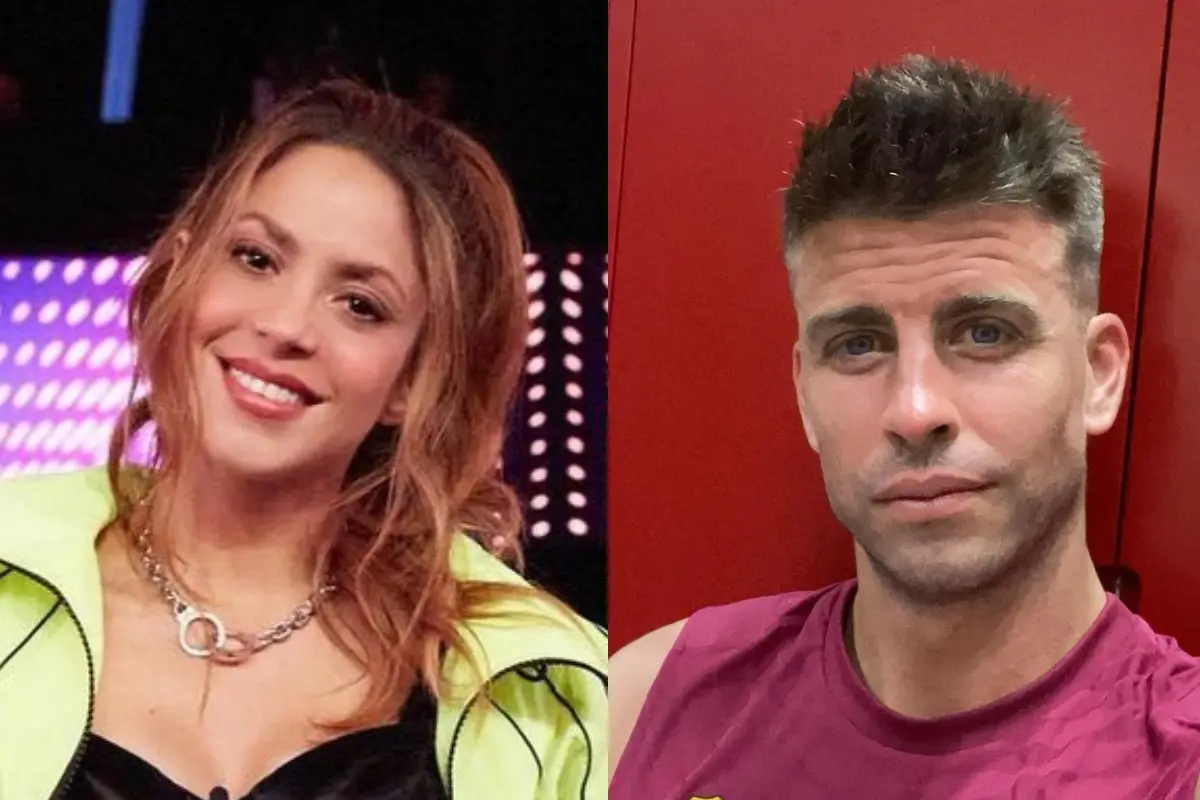 a la izquierda el rostro de shakira, a la derecha el rostro de gerard piqué