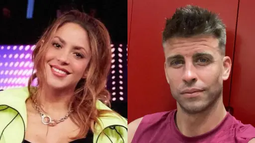 a la izquierda el rostro de shakira, a la derecha el rostro de gerard piqué