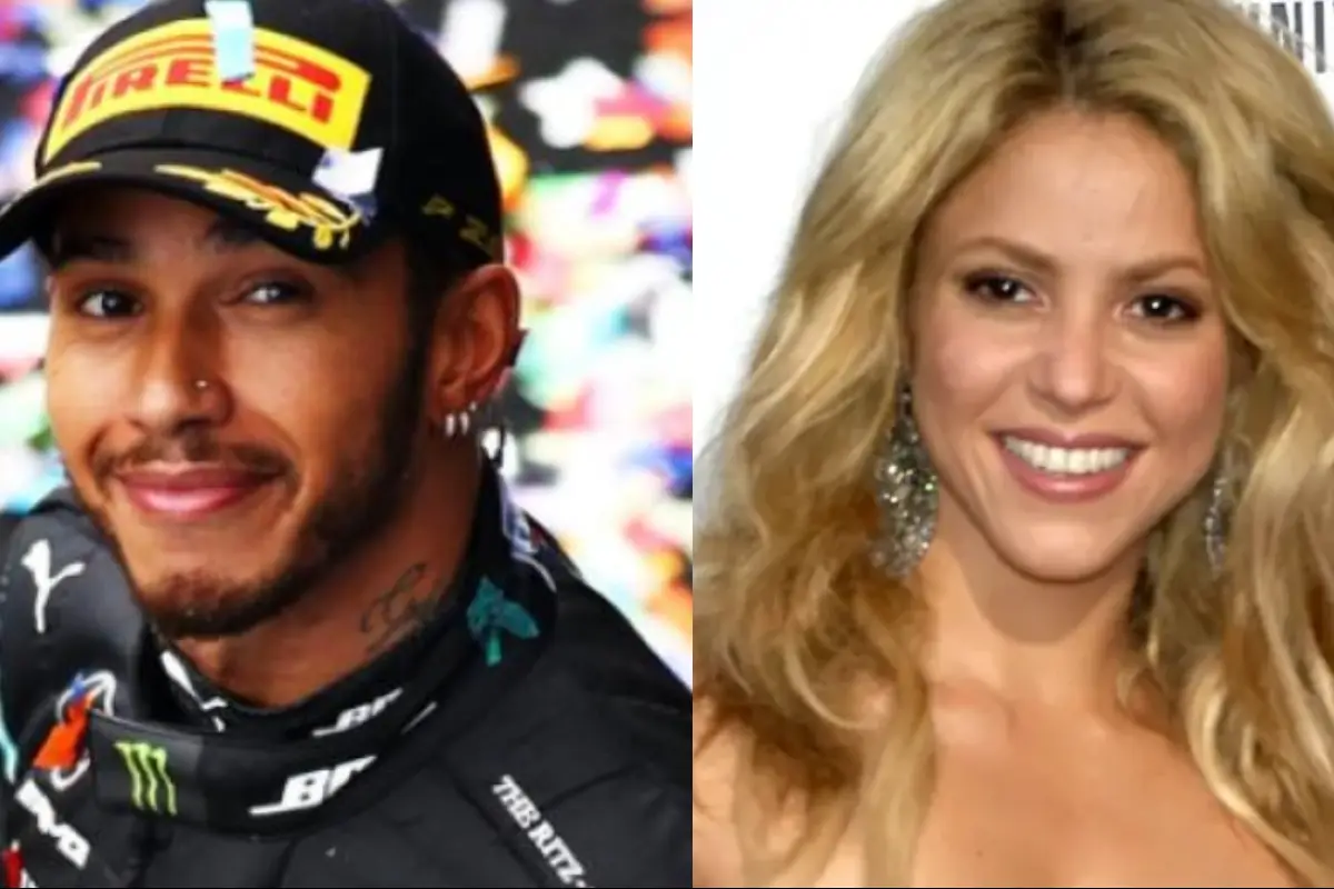 Lewis Hamilton y Shakira en una foto dividida