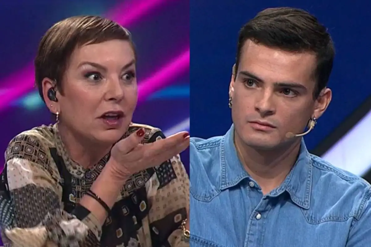 Fran García Huidrobro, mirando enfurecida, junto a Benjamín Lagos