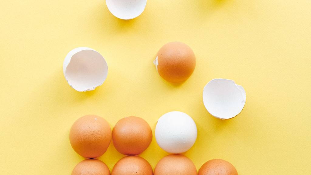 huevos duros y sus cáscaras / 