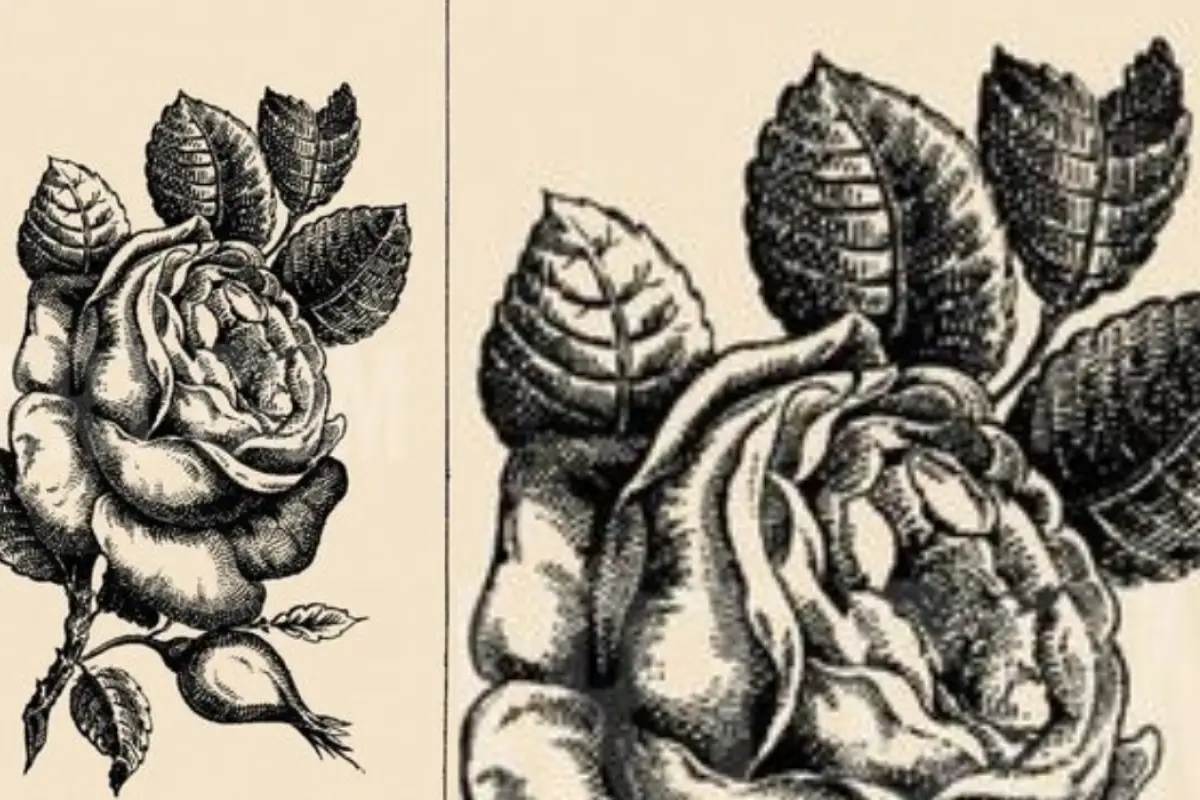 una rosa ilustrada para un acertijo visual