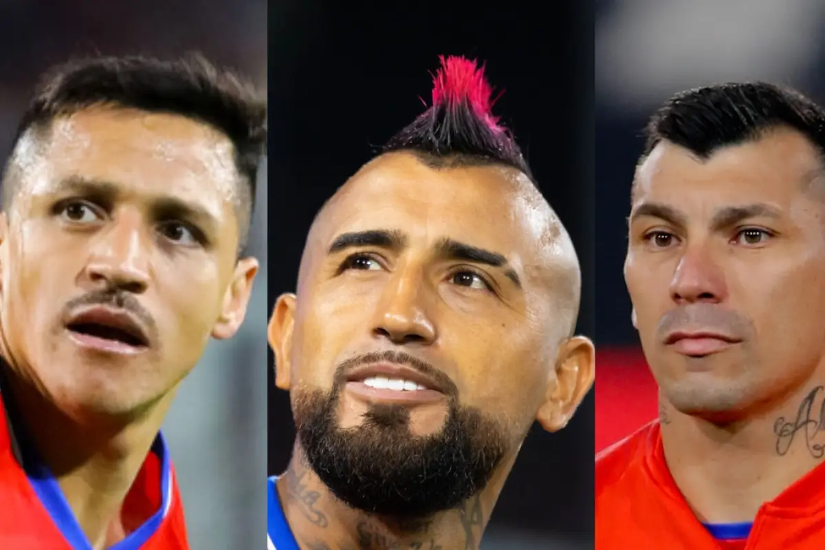 los futbolistas de la seleccion chilena aleis sánchez, arturo vidal y gary medel