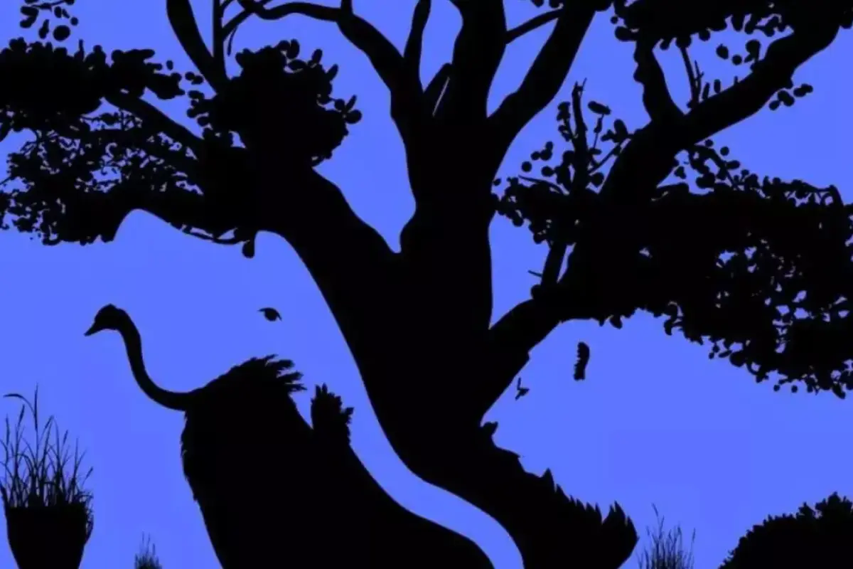 imagenesnegras sobre un fondo azul que forman distintas figuras de animales