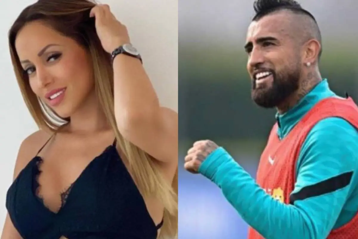 primer plano del rostro de Marité Matus y Arturo Vidal