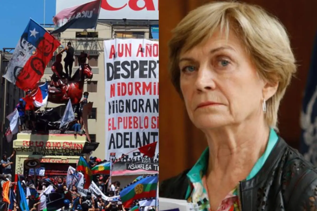 primer plano del rostro de Evelyn Matthei