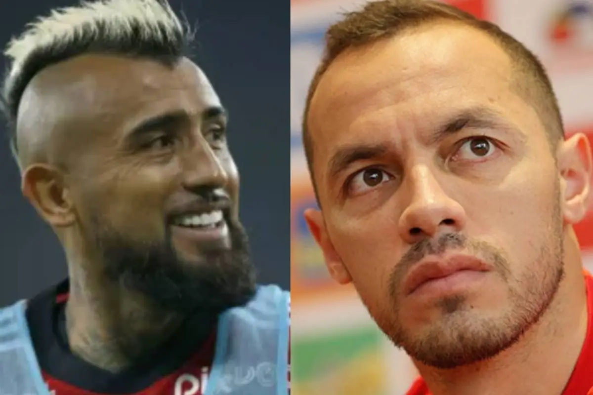 primer plano del rostro de Marcelo Díaz y Arturo Vidal