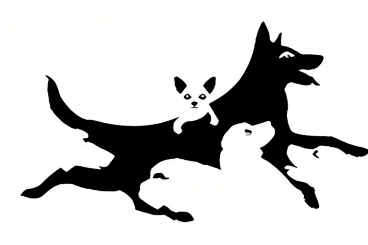 siluestas de perro formadas sobre un fondo blanco para el test de personalidad