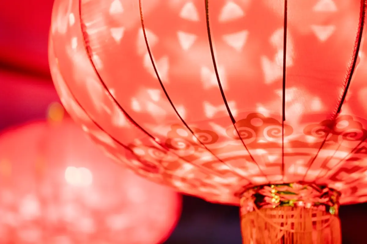 el detalle de una lámpara china