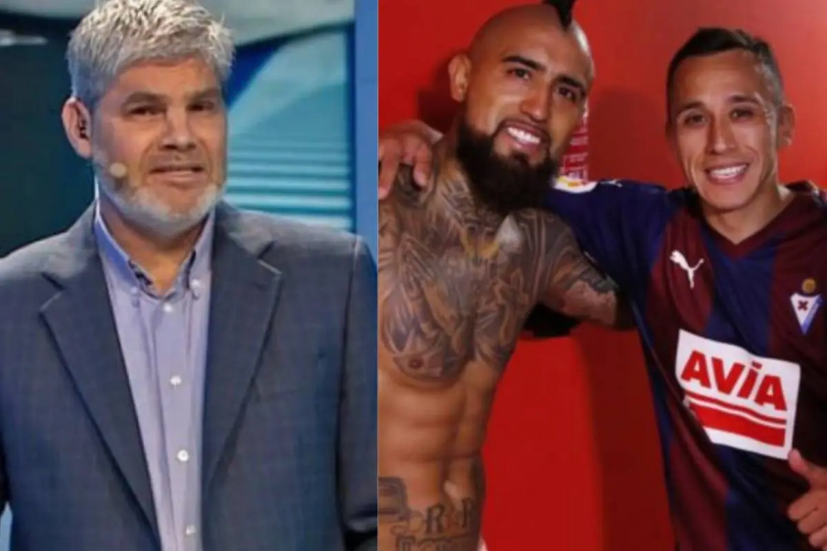 primer plano del rostro de Arturo Vidal y Fabián Orellana