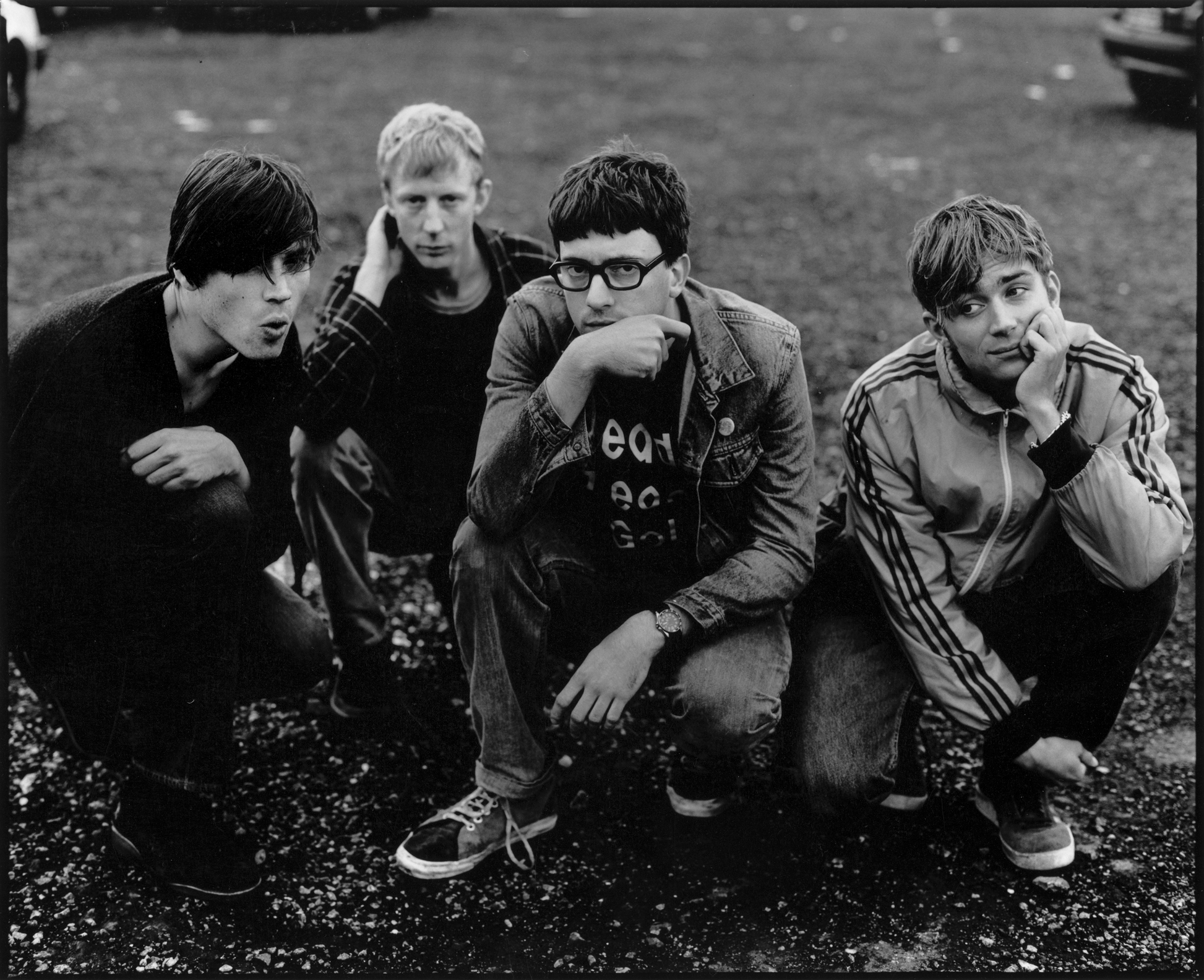 los integrantes de Blur en una foto en blanco y negro / Uno de los platos fuertes es Blur, quienes regresan a Chile para alegría de su fanaticada / FOTO ©Kevin Westenberg