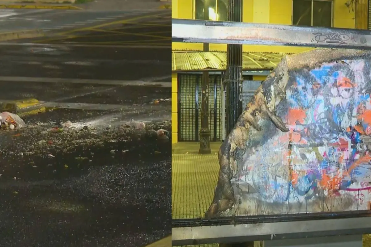 paradero quemado afuera de Liceo de Aplicación