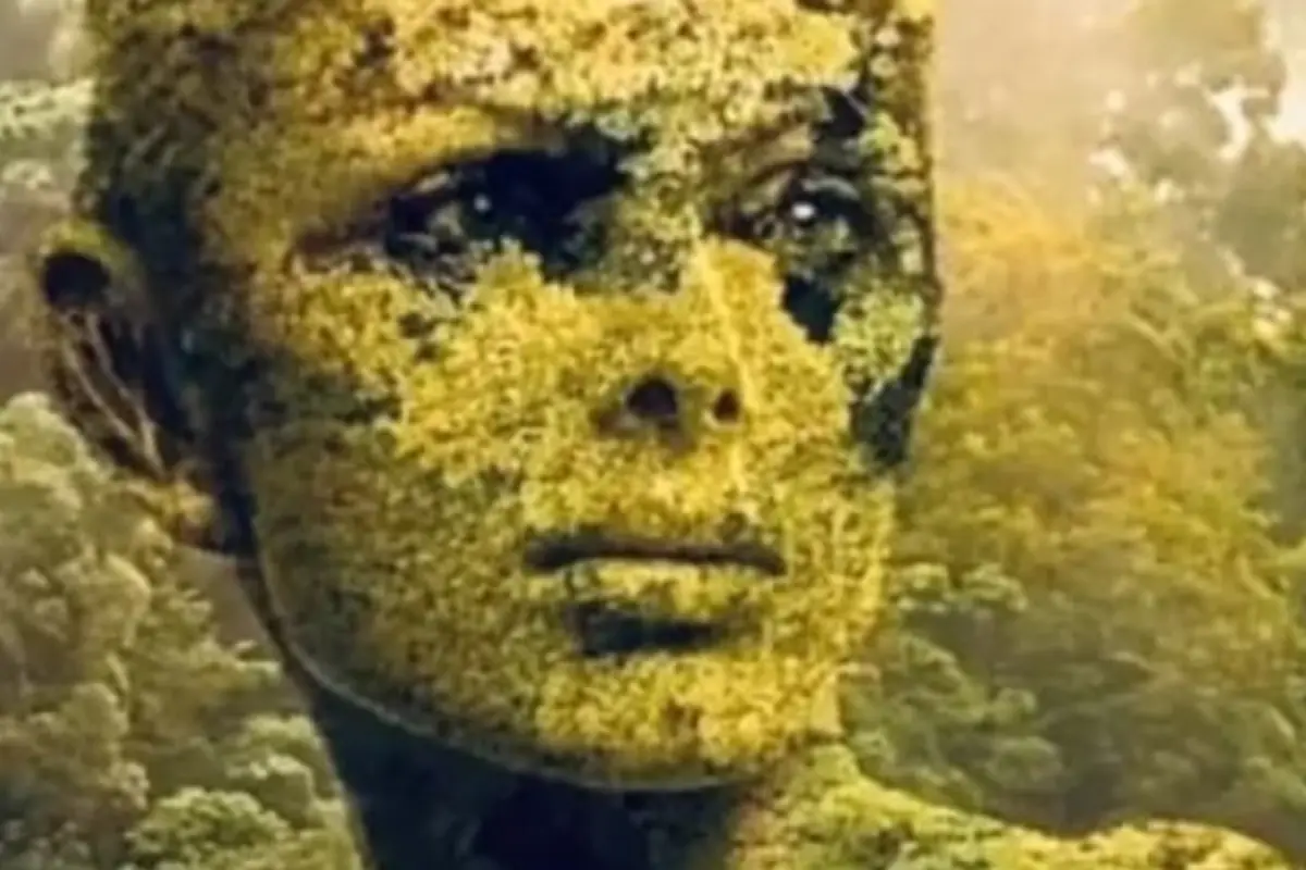 el rostro de una mujer formado con plantas y un bosque