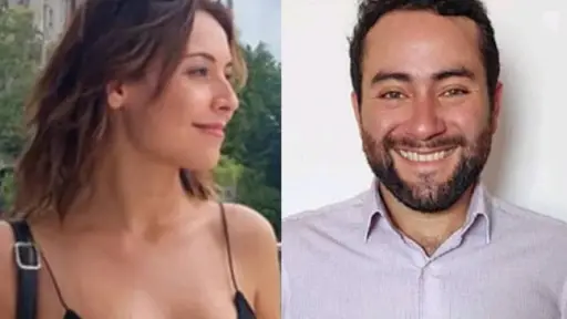 primer plano del rostro de Camila Polizzi y Sebastián Polanco