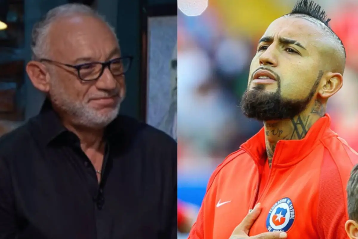 primer plano del rostro de Mauricio Israel y Arturo Vidal