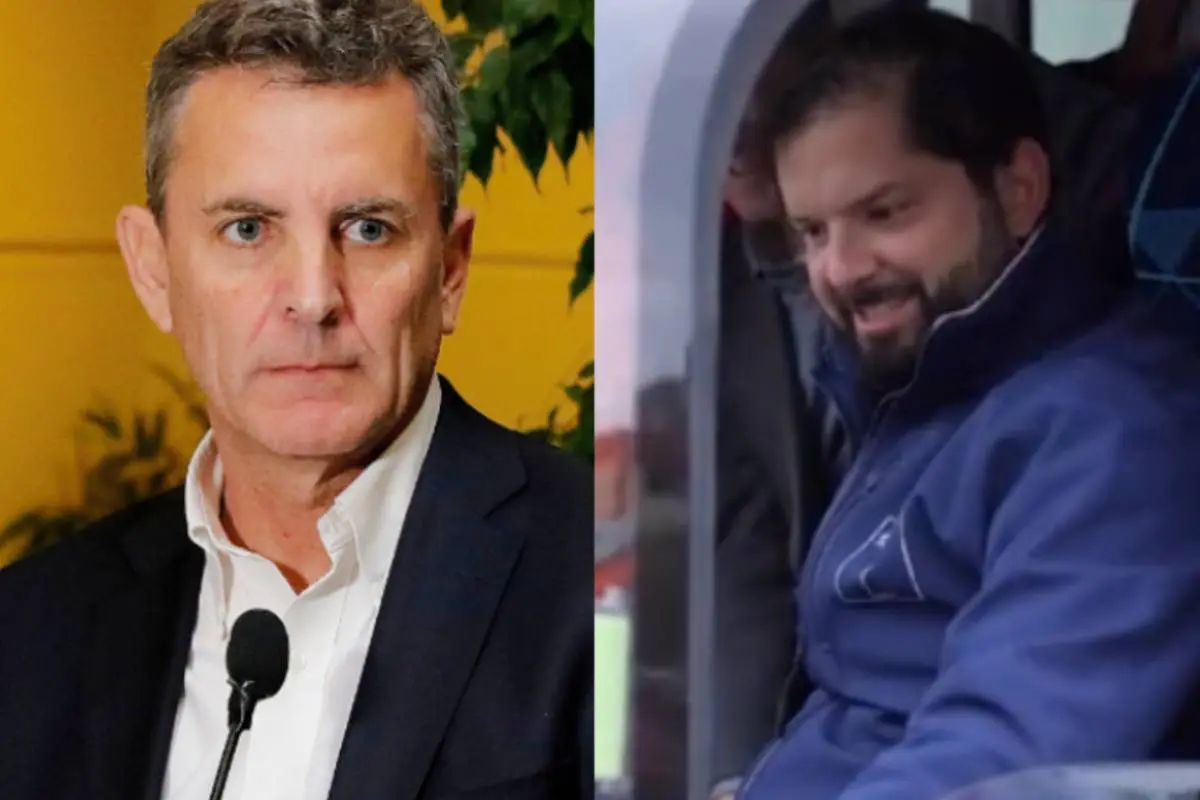 primer plano del rostro de Gonzalo de la Carrera y Gabriel Boric