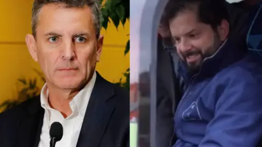 primer plano del rostro de Gonzalo de la Carrera y Gabriel Boric