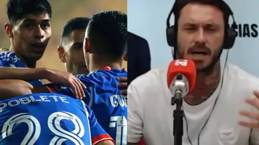 plano medio del rostro de Mauricio Pinilla y celebración Universidad de Chile