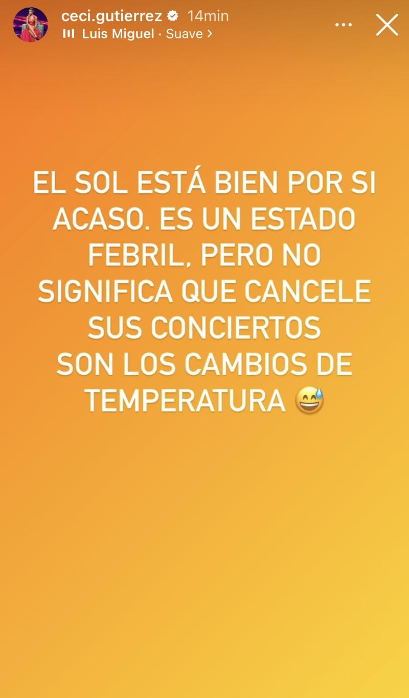 captura de las historias de Instagram de Cecilia Gutiérrez / 