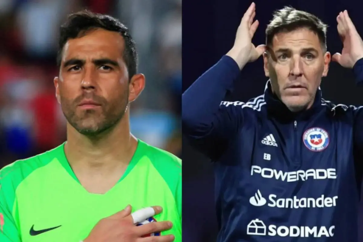 primer plano del rostro de Eduardo Berizzo y Claudio Bravo