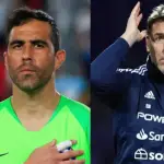 primer plano del rostro de Eduardo Berizzo y Claudio Bravo