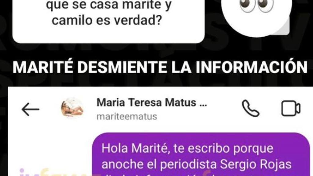 captura de la historia de Instagram de Infama sobre Marité Matus / 