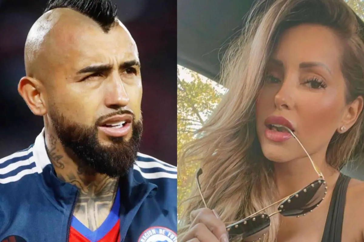 primer plano del rostro de Arturo Vidal y Marité Matus