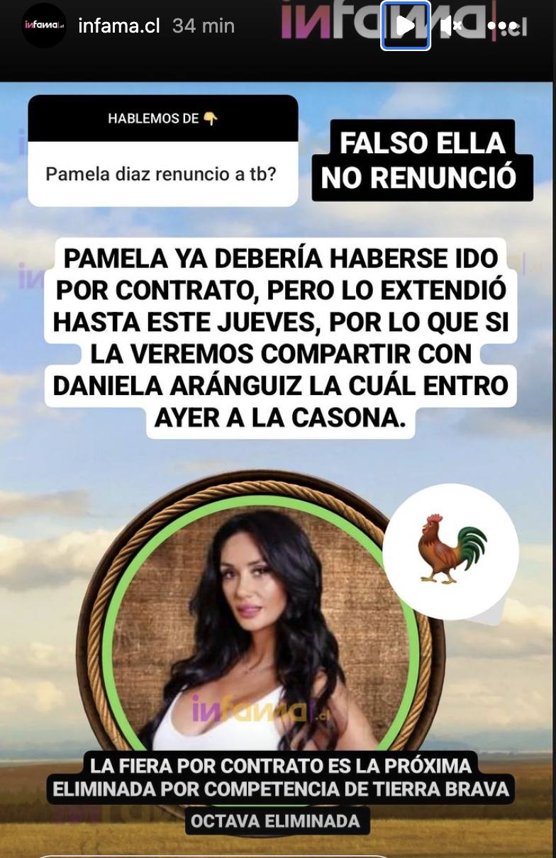 captura de la historia de Instagram de Infama / 