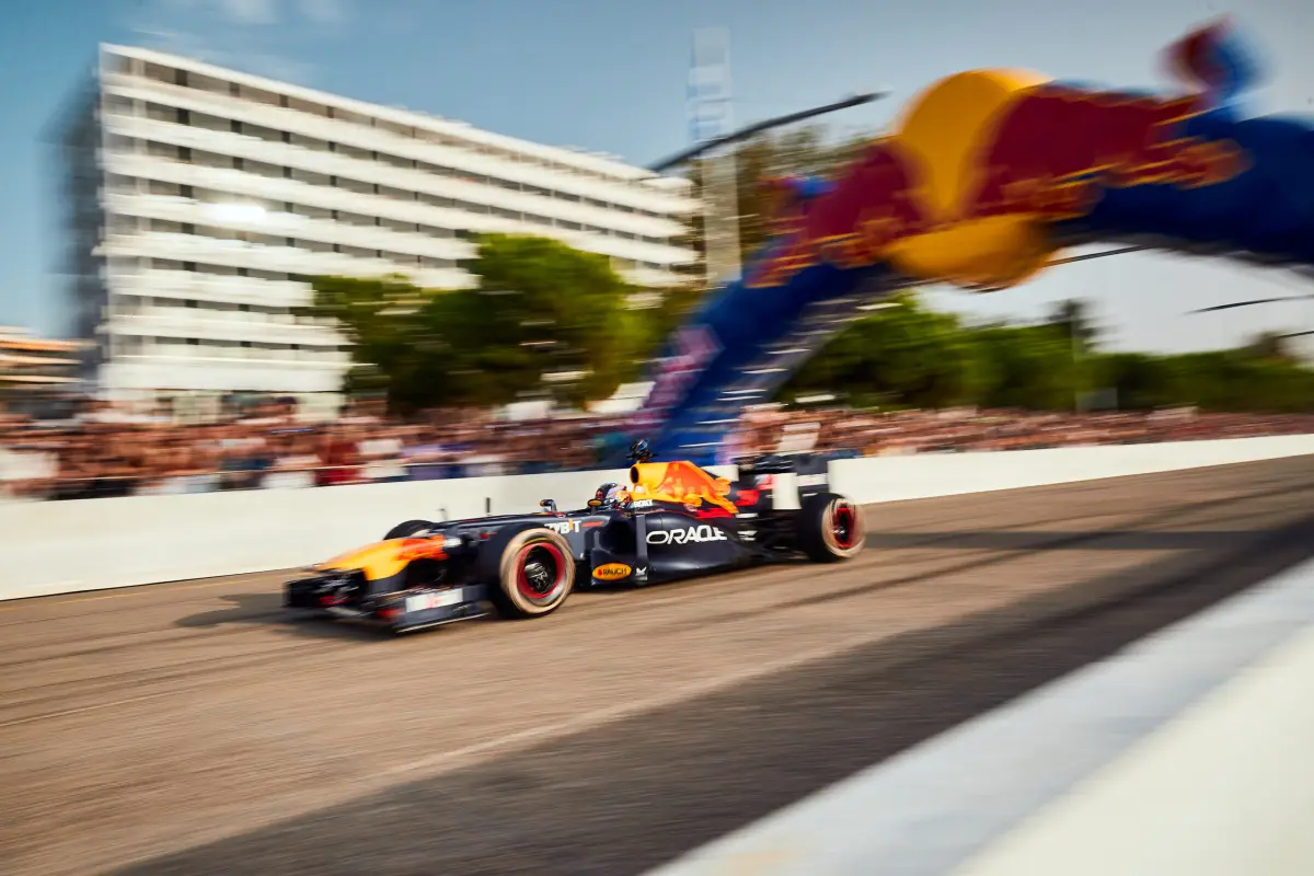 Patrick Friesacher, Patrick Friesacher of Austria in a RB8 performs during the Red Bull Showrun by Alumil in Thessaloniki, Greece on September 23, 2023. // Julian Kroehl / Red Bull Content Pool 