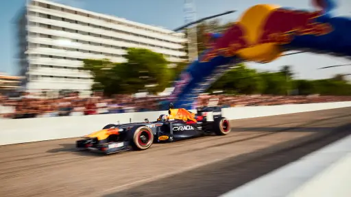 Patrick Friesacher, Patrick Friesacher of Austria in a RB8 performs during the Red Bull Showrun by Alumil in Thessaloniki, Greece on September 23, 2023. // Julian Kroehl / Red Bull Content Pool 