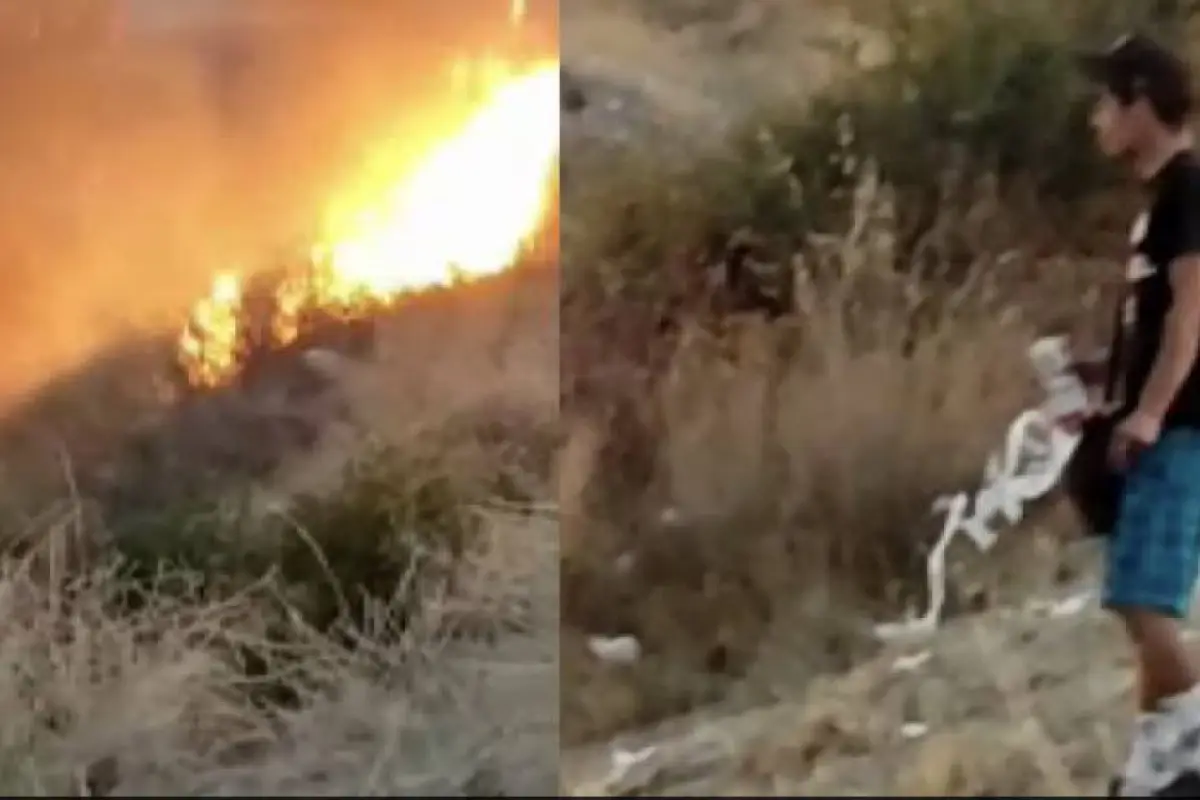 sujeto prendiendo fuego en Puente Alto