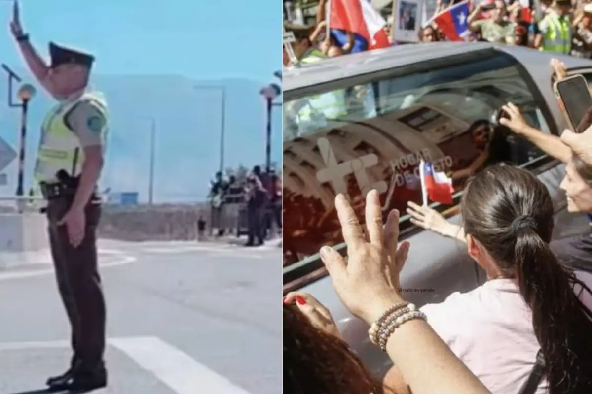 Carabinero rindiendo honores a Sebastián Piñera