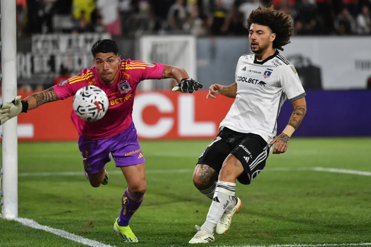 Brayan Cortes durante el partido, valido por el partido de vuelta de tercera fase en la Copa Conmebol Libertadores 2024, entre Colo Colo y Godoy Cruz disputado en Estadio Monumental de Chile., OSCAR GUERRA / AGENCIAUNO